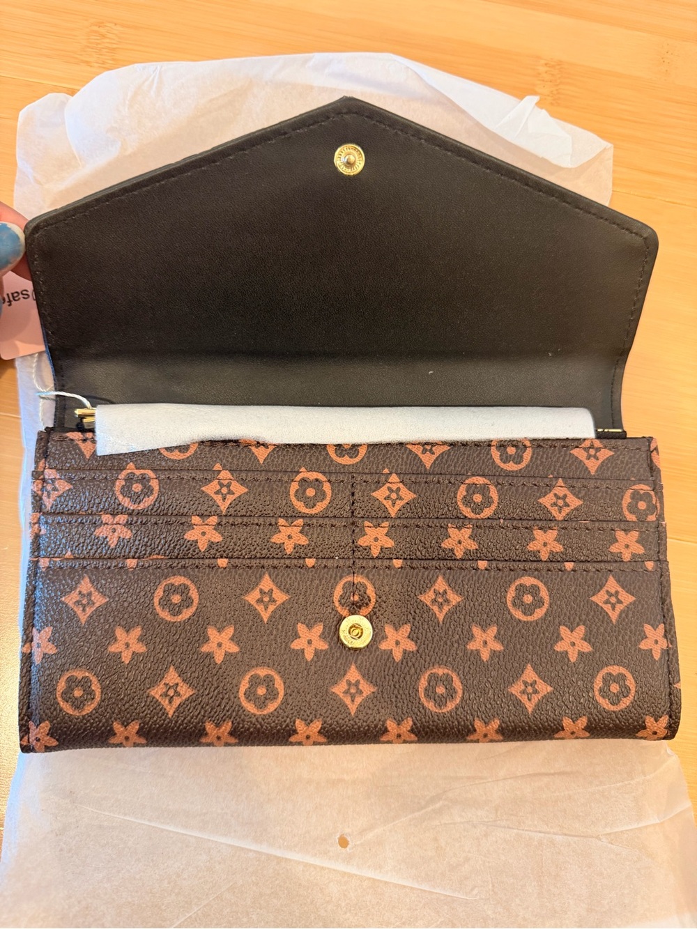 NWT Black Monogram Envelope Continental Wallet